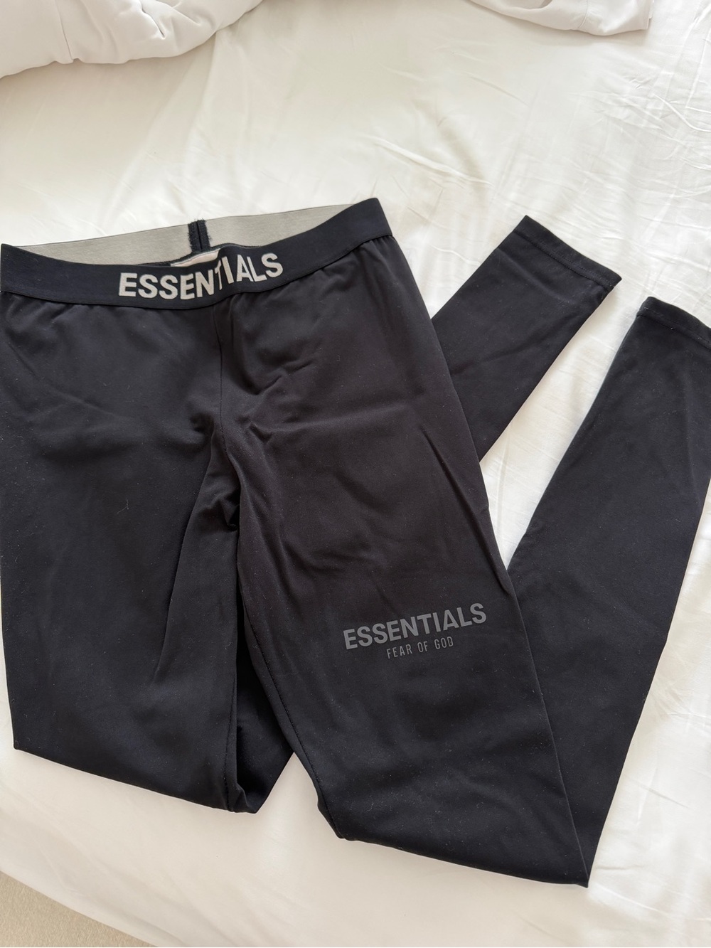 Essentials Black Logo Waistband Leggings